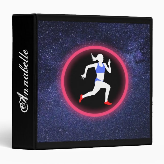 Girls Running Cross Country or Track & Field 3 Ring Binder (Front/Spine)