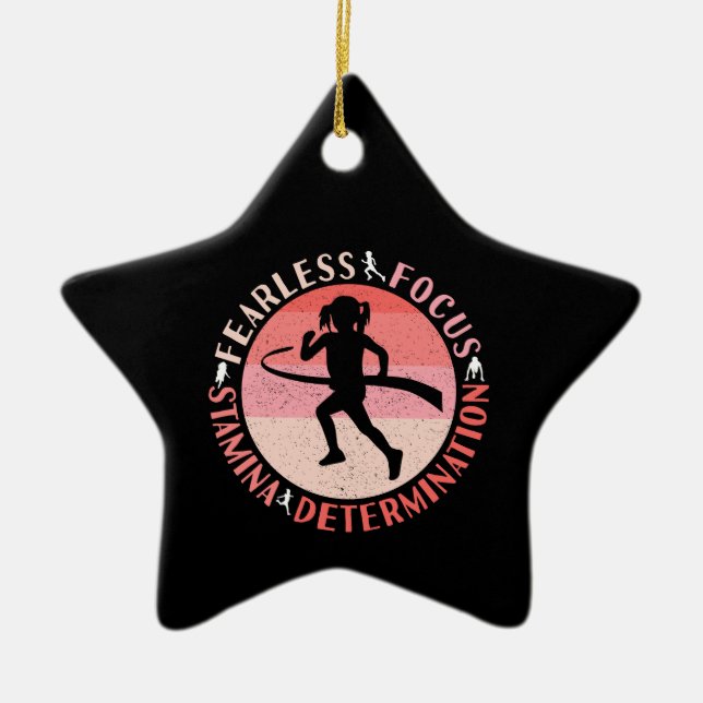 Girls Running Mindset - Focus Fearless Runner Ceramic Ornament (Front)
