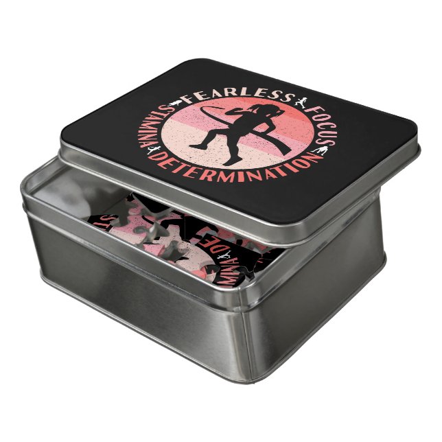 Girls Running Mindset - Focus Fearless Runner Jigsaw Puzzle (Lid Open)