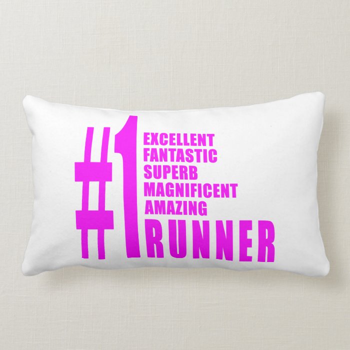 Girls Running Runners  Pink Number One Runner Throw Pillow