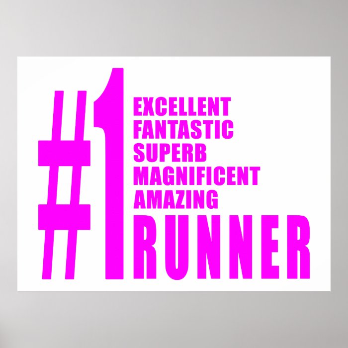 Girls Running Runners  Pink Number One Runner Posters