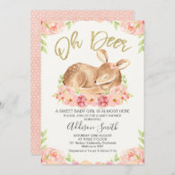 Girls Rustic Floral Deer Baby Shower Invitation