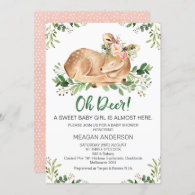 Girls Rustic Oh Deer Baby Shower Invitation