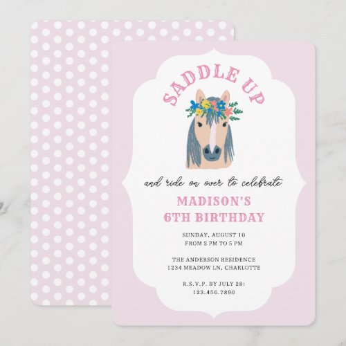 Girls Saddle Up Pink Pony Horse Birthday