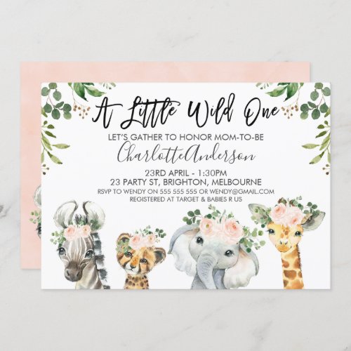 safari animal cookies Girls Safari Animals Baby Shower Invitation