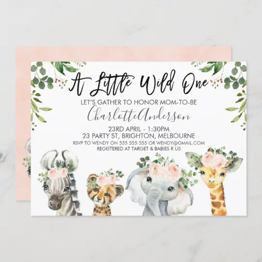 Baby Shower Invitations For Girls Girls Pink Safari Elephant Baby Shower Invitations With Envelopes Baby Shower Invitations For Girls Girls Pink Safari Elephant Baby Shower Invitations With Envelopes