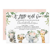 Girls Safari Animals Baby Shower Invitation Girls Safari Animals Baby Shower Invitation