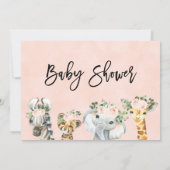Girls Safari Animals Baby Shower Thank You Card (Back)