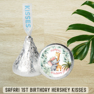 Girls Safari Animals Floral Tropical 1st Birthday Hershey®'s Kisses®
