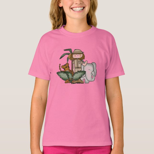 Girls Safari Animals T-Shirt (Front)