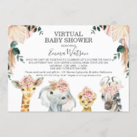 Girls Safari Animals Virtual Baby Shower Invitation
