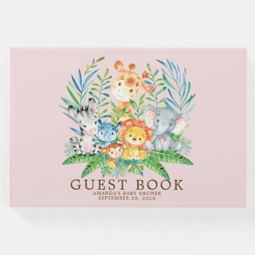 Girls Safari Jungle Baby Shower Guest Book