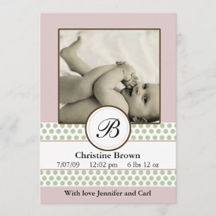 Girls Sage Dots Birth Announcement