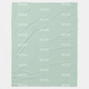 Girls Sage Green Personalized Script Name Fleece Blanket