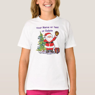 Girls Santa Christmas Softball Shirts PERSONALIZED