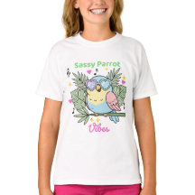 Girls "Sassy Parrot Vibes" Cute Tropical Bird Fun