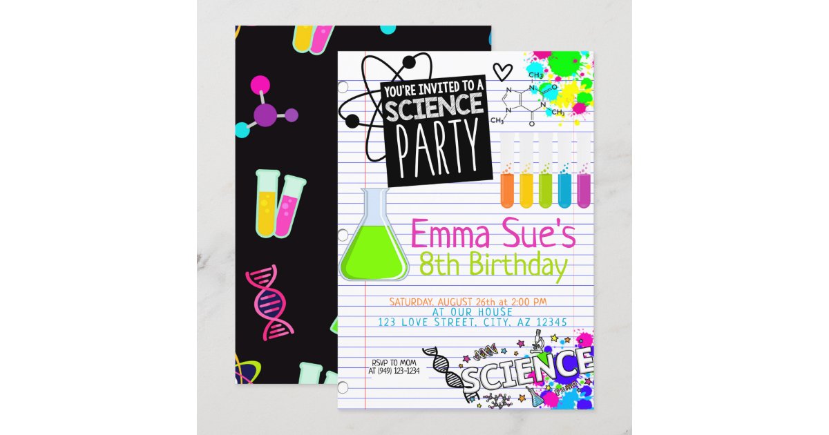 Girl's Science Lab Scientist Party Birthday Invitation | Zazzle