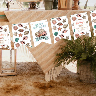 Girls Seashell Beach Birthday Party Bunting Flags