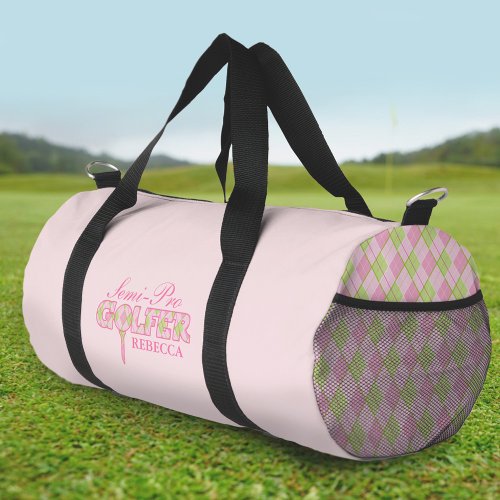 Girls semi_pro golfer pink name bag
