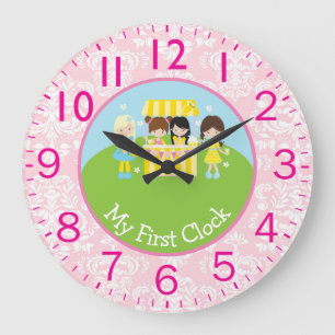 Girls Serving Refreshments My First Large Clock