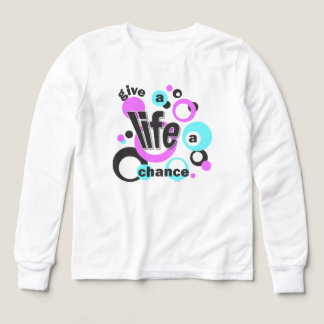 Girls' shirts with a bubbly design.