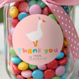 Girls Silly Goose First Birthday Thank You Favor Classic Round Sticker