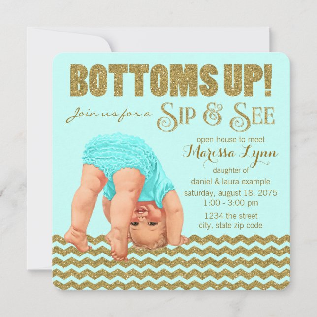 Girls Sip and See Invitation (Front)