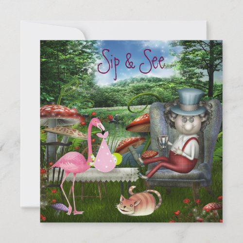 Girls Sip  See Mad Hatter Tea Party Baby Shower Invitation
