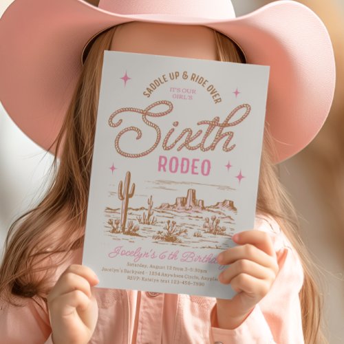 Girls Sixth Rodeo Birthday Invitation