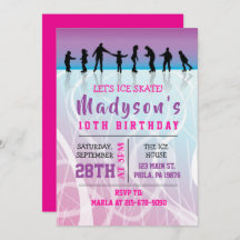 Girls Skate ICE SKATING birthday Party Invitation