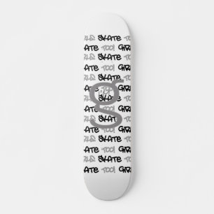 Girls Skate Too! - White Skateboard -(blk & grey) Deck