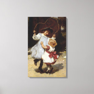 Girls Skipping with a Jump Rope Canvas Print