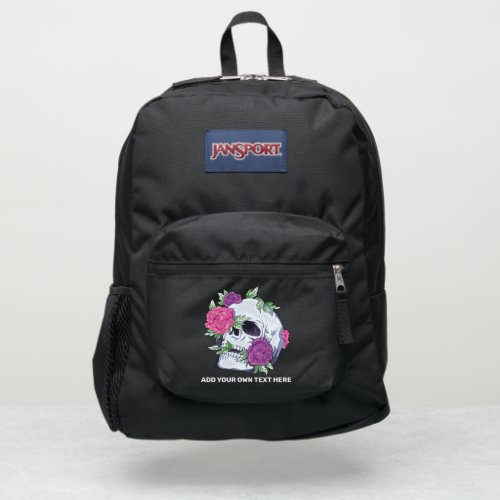 Girls SKULL Goth Flowers Pink ADD TEXT CUSTOMIZE JanSport Backpack