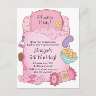 Girls Sleeping Bag Birthday Invitation