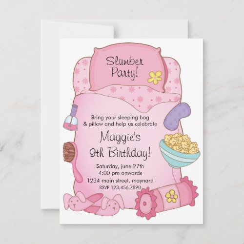 Girls Sleeping Bag Birthday Invitation