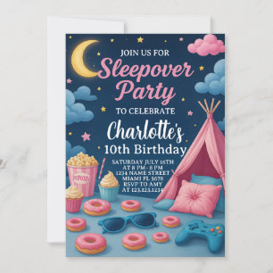 Girls Sleepover Birthday Party Invitation
