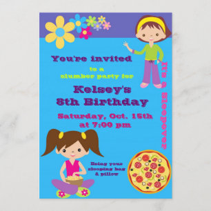 Girls Sleepover Pajama Slumber Party Invitation