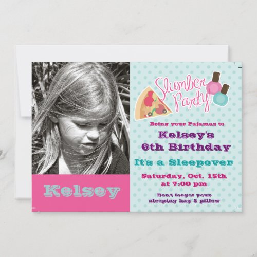 Girls Sleepover Pajama Slumber Party Invitation