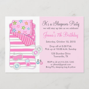 Girls Sleepover Pajama Slumber Party Invitation