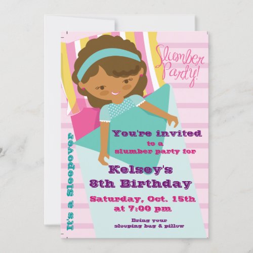 Girls Sleepover Pajama Slumber Party Invitation