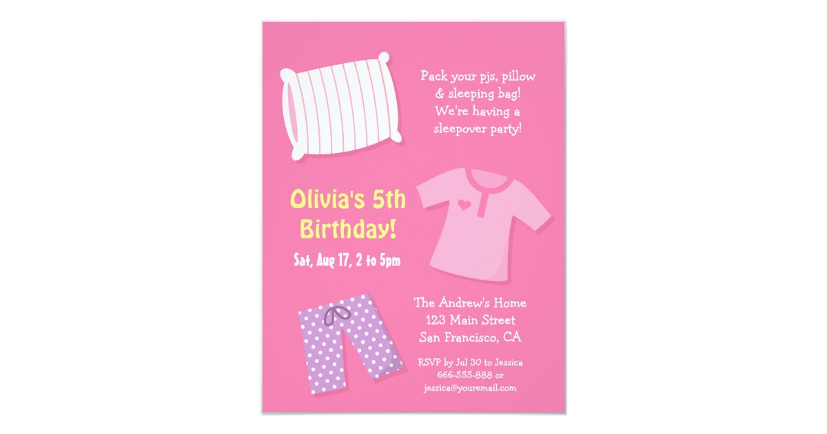 Girls Sleepover Slumber Birthday Party Invitations Zazzle Com