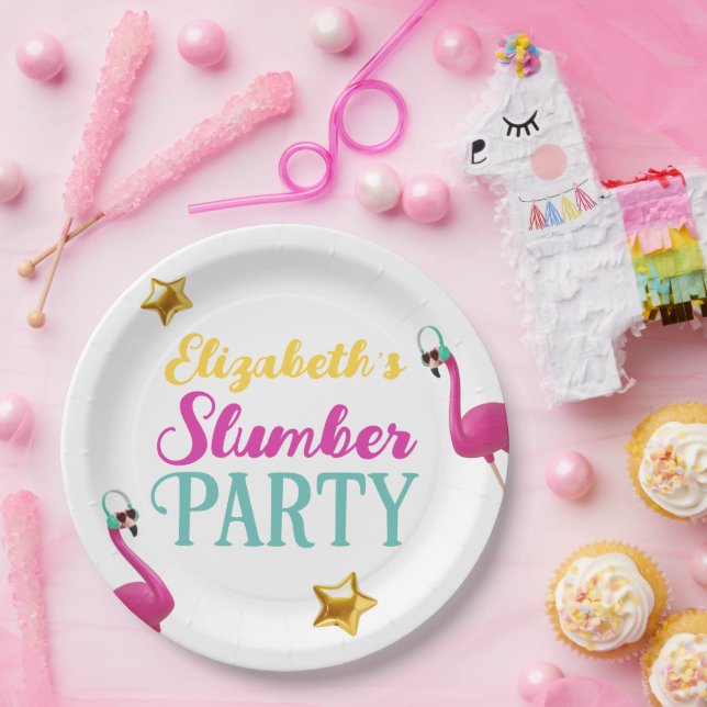 Girls SLEEPOVER Slumber Birthday Party Paper Plates (Party)