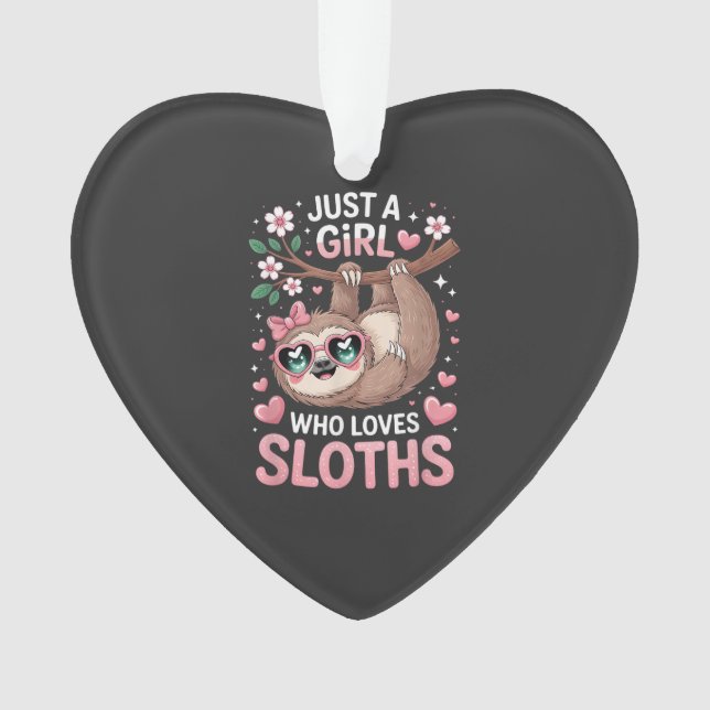 Girls Sloth T-Shirt Ornament (Front)