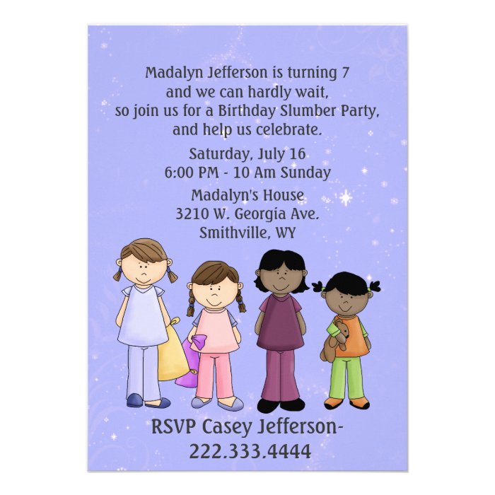 Girl's Slumber Party Birthday Invitation