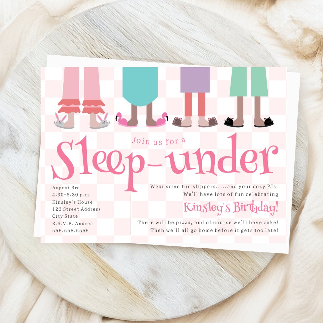 Girls Slumber Party Birthday Sleep Under  Invitation (Creator Uploaded)