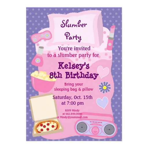 Girls Slumber Party Sleepover Pajama Invitation | Zazzle