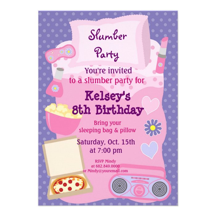 Girls Slumber Party Sleepover Pajama Invitation