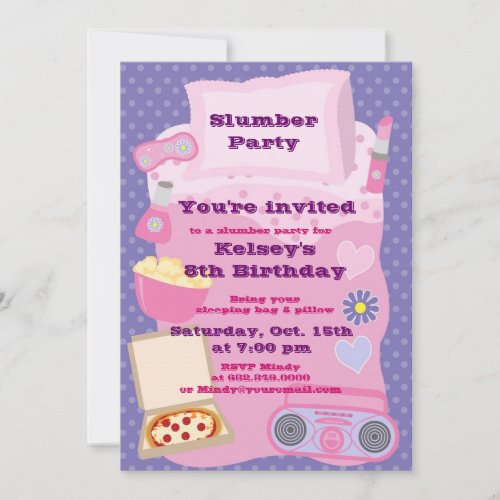 Girls Slumber Party Sleepover Pajama Invitation