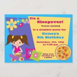 Girls Slumber Party Sleepover Pajama Invitation