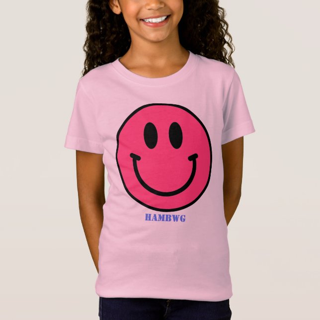Girl's Smile Face Emoji Tee Shirt HAMbWG (Front)